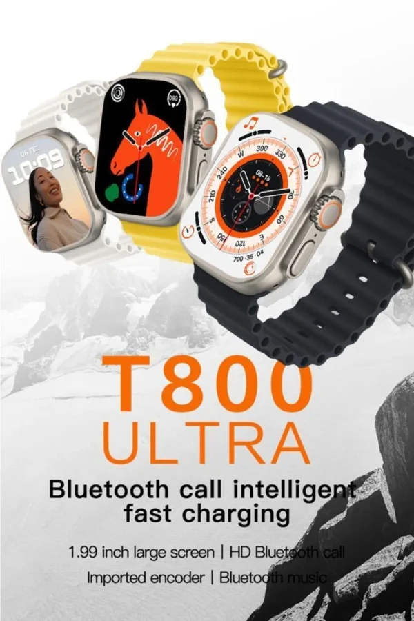 T800 Ultra 44mm Tam Ekran Bt Çağrı Özellikli Akıllı Saat Siyah T800Ultra - Görsel 3