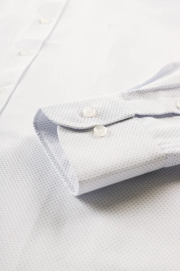 Daniel Bessi Mavi Noktalı Slim Fit Beyaz Gömlek - Görsel 3