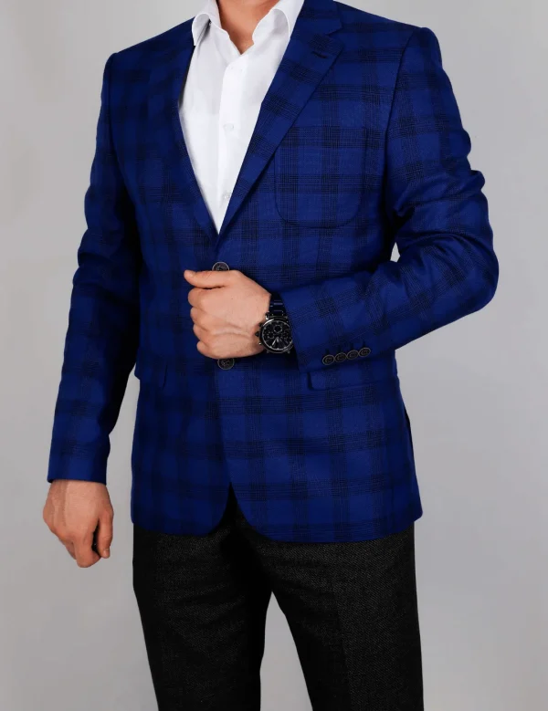 Gents Lacivert Desenli Tek Ceket