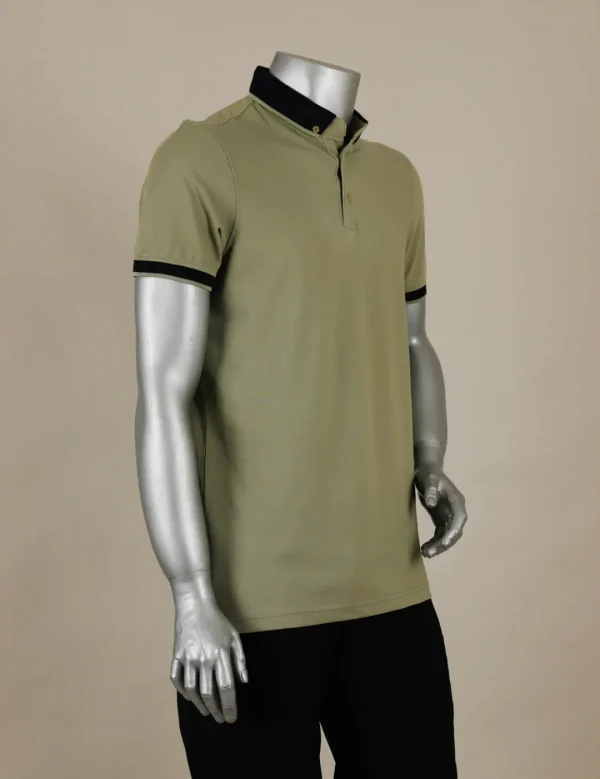 R-GERMEN Polo Yaka Kapalı Yeşil Renk T-shirt - Görsel 2