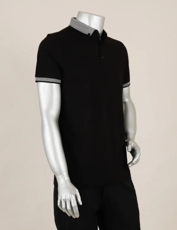 R-GERMEN Polo Yaka Siyah Renk T-shirt - Görsel 2