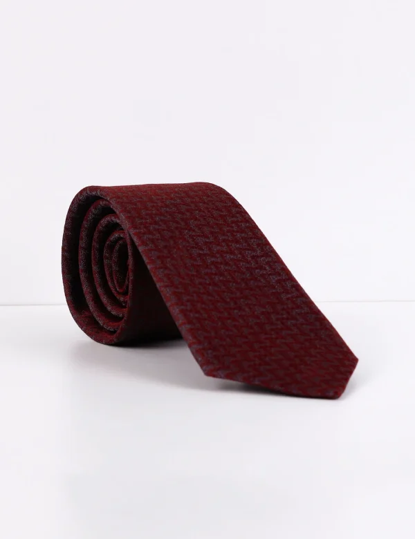 UMR Collection Dalga Desenli Bordo Kravat