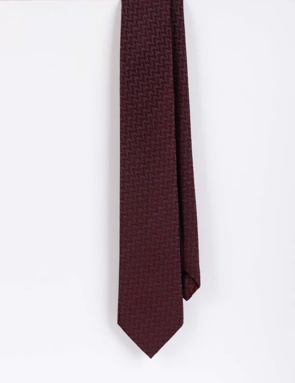 UMR Collection Dalga Desenli Bordo Kravat - Görsel 2