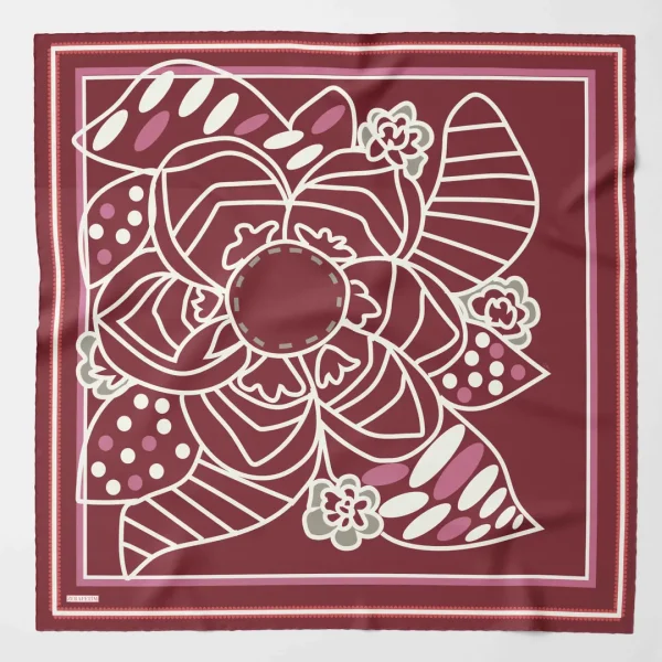 Zerafetim Twill İpek Çarkıfelek Desenli Bordo