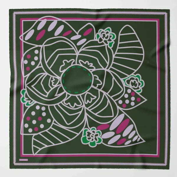 Zerafetim Twill İpek Çarkıfelek Desenli Yeşil