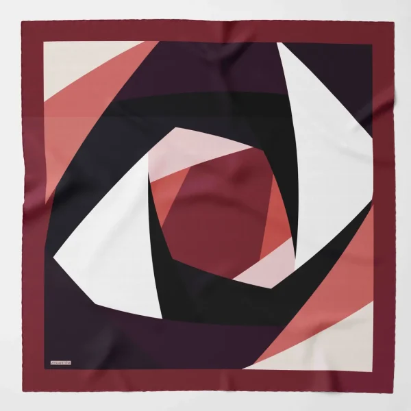 Zerafetim Twill İpek Geometrik Gül Desen Bordo