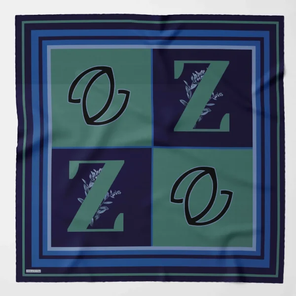 Zerafetim Twill İpek Half Logo Mavi