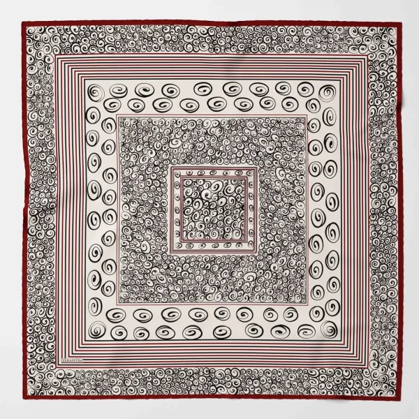 Zerafetim Twill İpek Helzon Beyaz Bordo