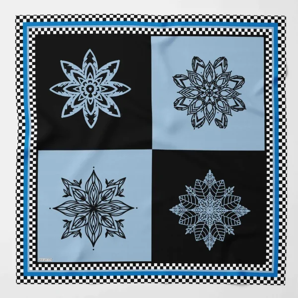 Zerafetim Twill İpek Kar Tanesi Desenli Mavi