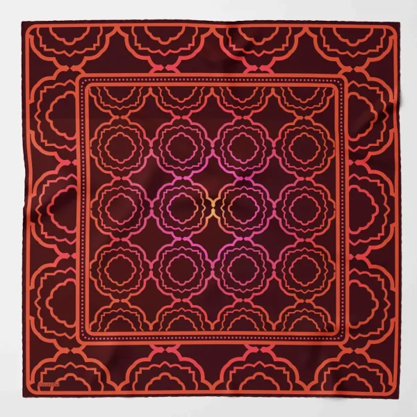 Zerafetim Twill İpek Neon Ebruli Bordo