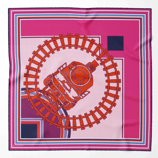 Zerafetim Twill İpek Tren Lacivert Pembe