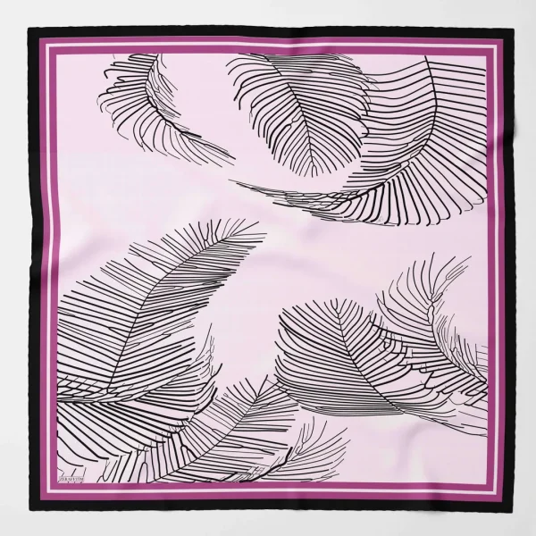 Zerafetim Twill İpek Yaprak Desen Pembe