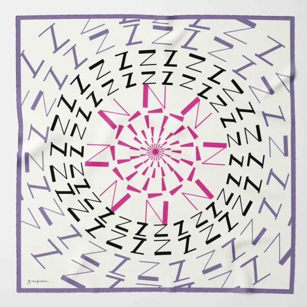 Zerafetim Twill İpek Z Radyal Desen Lila Pembe