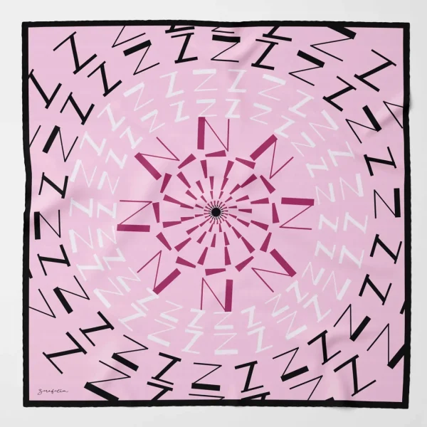 Zerafetim Twill İpek Z Radyal Desen Pembe